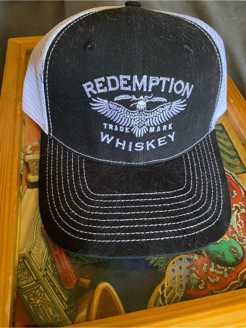 Redemption Whiskey Black & White Embroidered Trucker Hat